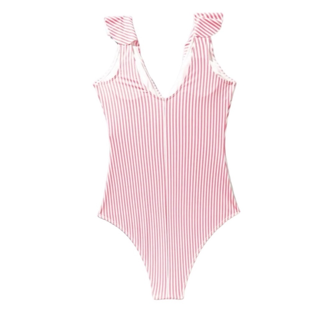 Mod Striped Ruffle Hem One Piece - Picture 2 of 4